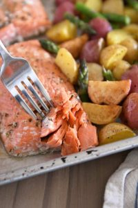 Sheet Pan Lemon Garlic Salmon with Potatoes and Asparagus
